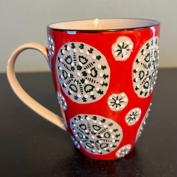 Pair of CHEHOMA Bohemian Ceramic Mugs w/ Embossed Raised Dot Designs - Picture 2 of 9